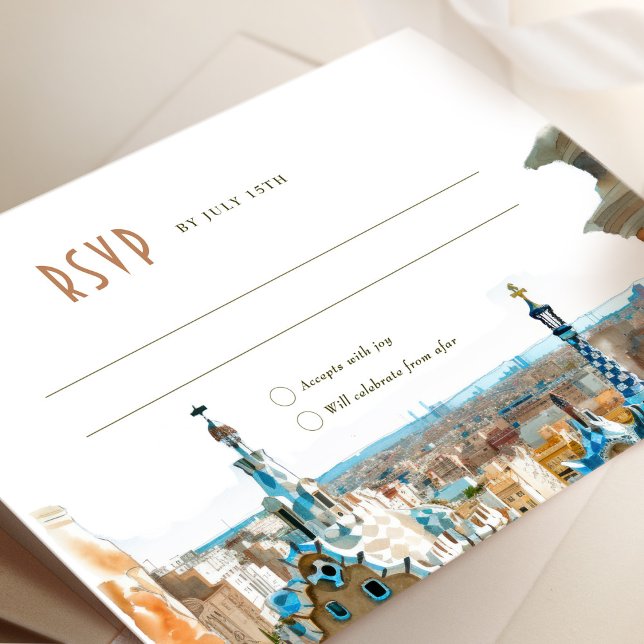Invitación Barcelona RSVP Boda de respuesta Insertar destino (Subido por el creador)