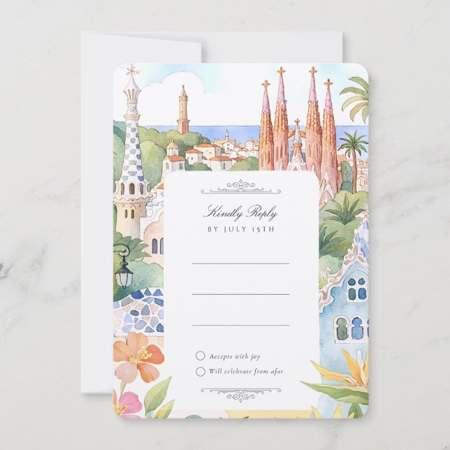 Invitación Barcelona Wedding RSVP Invitation Card (Anverso)