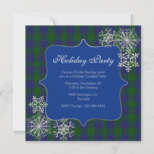 Invitación Barclay Clan Tartan Plaid Personalizado Navidades  (Anverso)