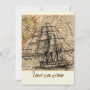 Invitación Barco Antiguo y Mapa