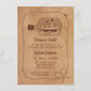 Invitación Barco de caza del tesoro en botella Grunge Fiesta