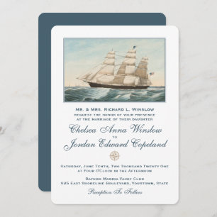 Invitación Barco de Clipper Náutico   Boda clásico