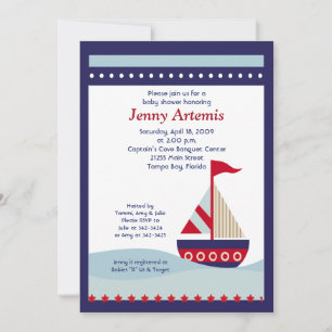 Invitación Barco de la marina de vela pequeño Baby Shower náu