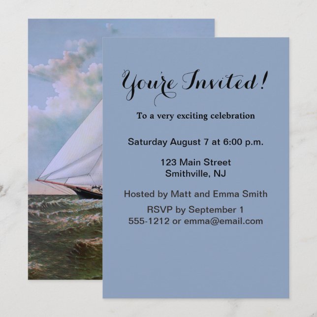 Invitación Barco de vela antiguo (Anverso / Reverso)