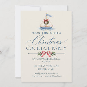 Invitación Barco de vela de Navidad costera
