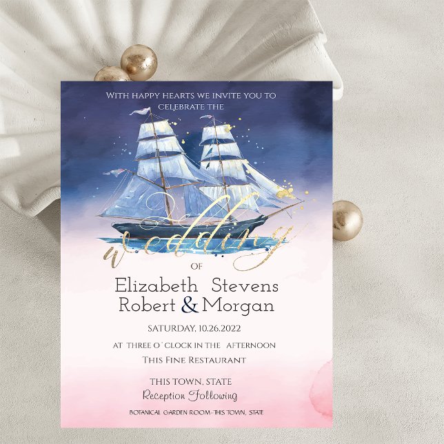 Invitación Barco de vela Estrellas de mar Boda (Subido por el creador)