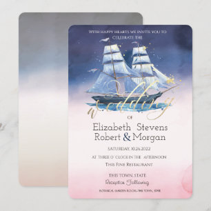 Invitación Barco de vela Estrellas de mar Boda
