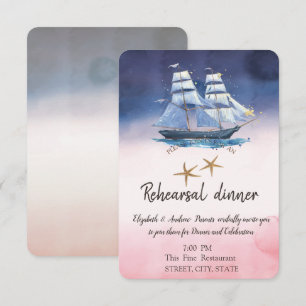 Invitación Barco de vela Estrellas de mar Cena de ensayo