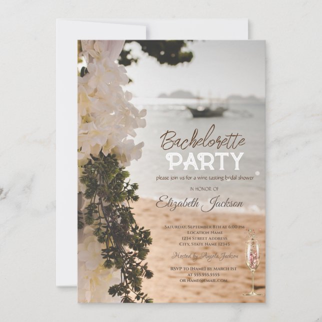 Invitación Barco de Vela Flores Playa Vidrio Despedida de Sol (Anverso)