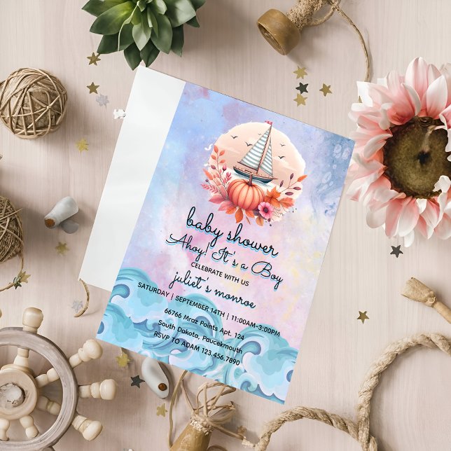 Invitación Barco de vela infantil Baby Shower Nautical (Subido por el creador)