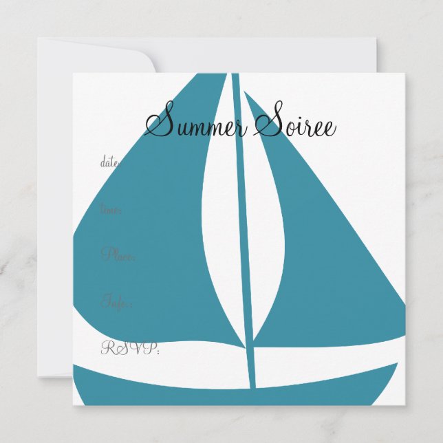 Invitación Barco de vela monograma (Anverso)
