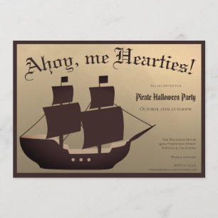 Invitación Barco marrón dorado de Fiesta de disfraces de Hall