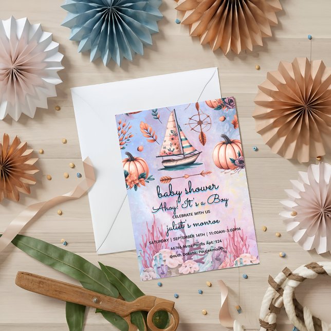 Invitación Barco náutico infantil Nautical Baby Shower (Subido por el creador)