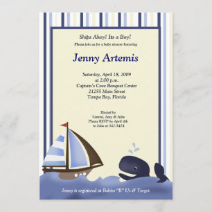Invitación Barco náutico Náutico Baby Shower 5x7