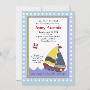 Invitación Barco náutico Náutico Baby Shower 5x7