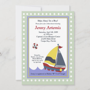 Invitación Barco náutico Náutico Baby Shower 5x7