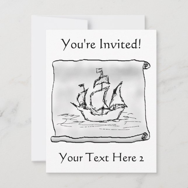Invitación Barco pirata. (Anverso)