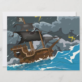 Invitación Barco pirata en tormenta
