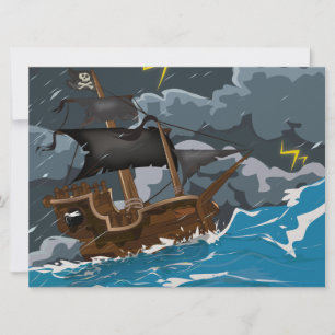 Invitación Barco pirata en tormenta