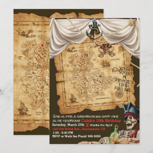 Invitación Barco pirata Mapa de cosecha Fiesta de cumpleaños
