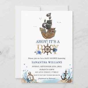 Invitación Barco pirata náutico hoy es un niño Baby Shower