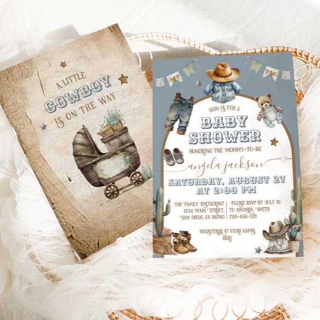Invitación Barco rústico Wild West Blue Boy Baby Shower (Subido por el creador)
