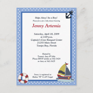 Invitación Barco velero Baby Shower 4x5