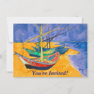 Invitación Barcos de Van Gogh Impresionismo Playa