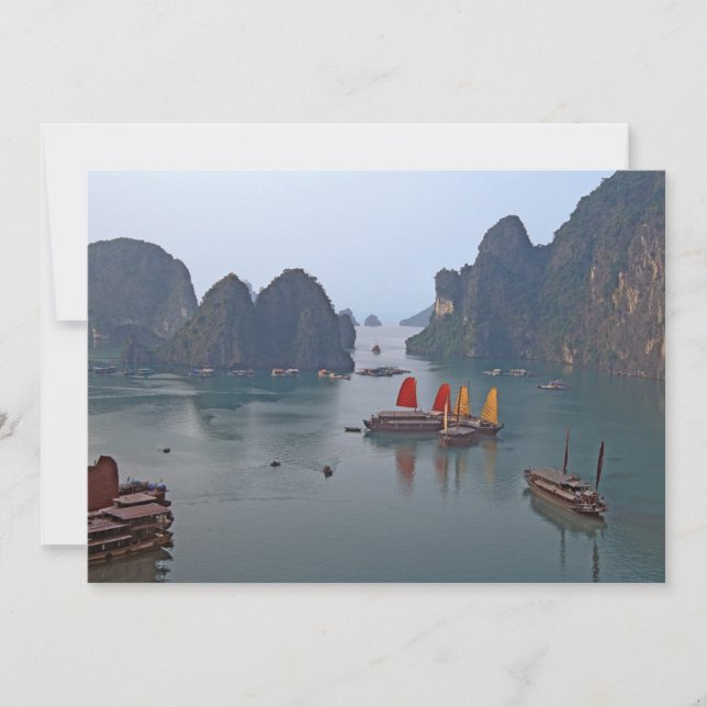 Invitación Barcos de vela en la bahía de Ha Long - Vietnam, A (Anverso)