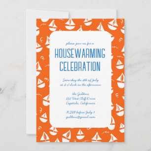 Invitación Barcos de vela Playa Cute Fiesta de Calentamiento