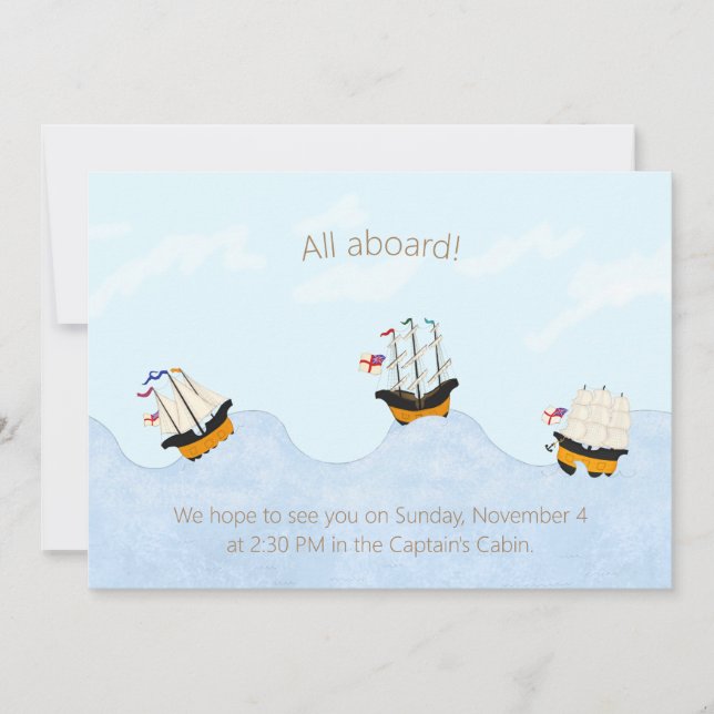 Invitación Barcos en el Mar Rodante Personalizado (Anverso)