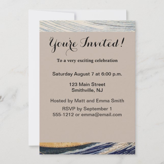 Invitación Barcos marinos de las olas del océano de Hokusai (Anverso)