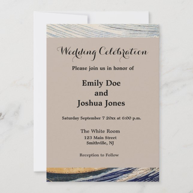 Invitación Barcos marinos de las olas del océano de Hokusai (Anverso)