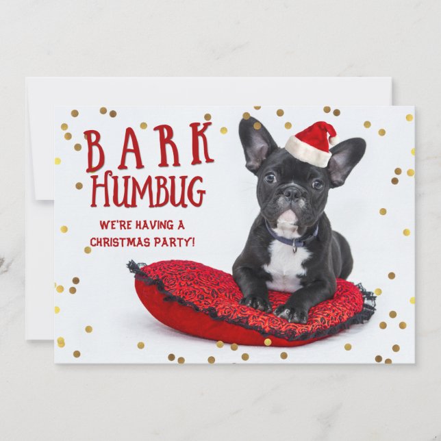Invitación BARK Humbug Cute Bulldog Navidades Fiesta (Anverso)