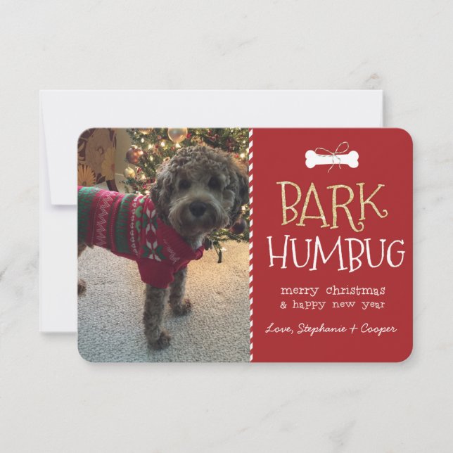 Invitación Bark Humbug Dog Navidades Card (Anverso)