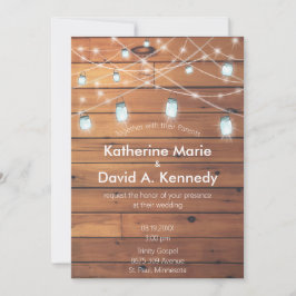 Invitación Barn Boda Wall Mason Jar String Light