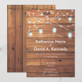 Invitación Barn Boda Wall Mason Jar String Light