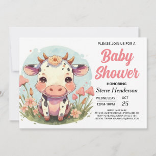 Invitación Barn Boho Personalizado Cow Baby Shower