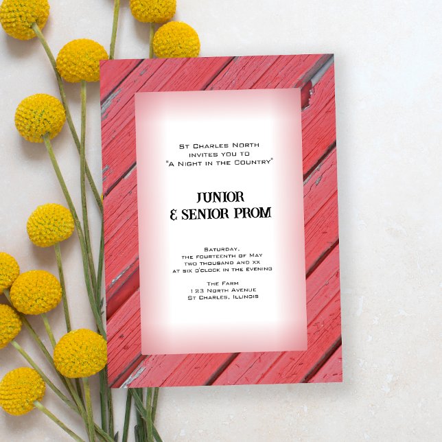 Invitación Barn del País Rojo Wood Junior / Senior Prom (Subido por el creador)