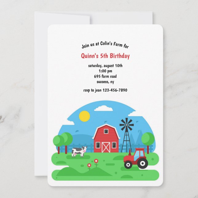 Invitación Barn Fiesta Cumpleaños (Anverso)