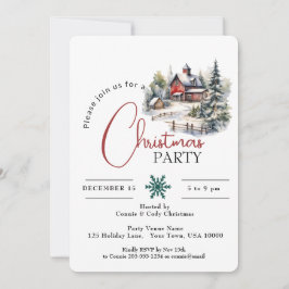 INVITACIÓN BARN ROJO EN NIEVE, FIESTA NAVIDADES