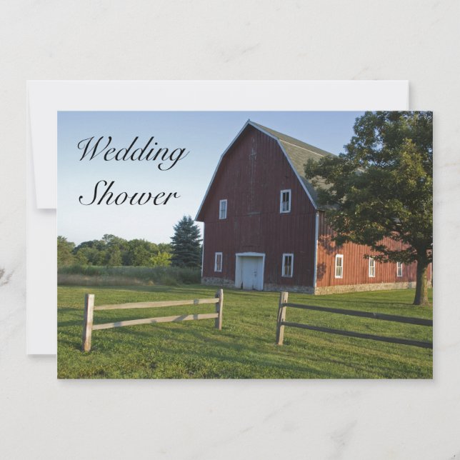 Invitación Barn Rojo y Parejas Vecinas Ducha de Bodas de Camp (Anverso)