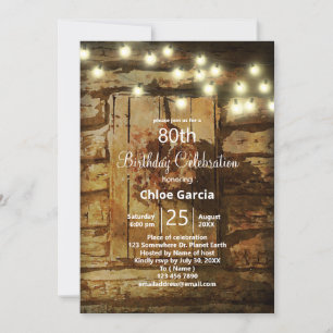 Invitación Barn rústico de campo con luces de cadena