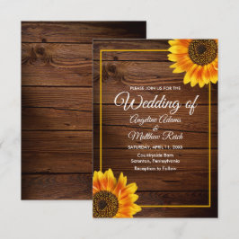 Invitación Barn Wood + Boda Rústico del Girasol