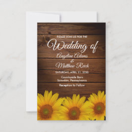 Invitación Barn Wood + Boda Rústico del Girasol