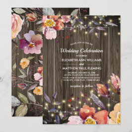 Invitación Barn Wood | Flores de otoño | Boda de cadenas lige