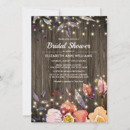 Invitación Barn Wood Flores otoñales Ducha Bridal