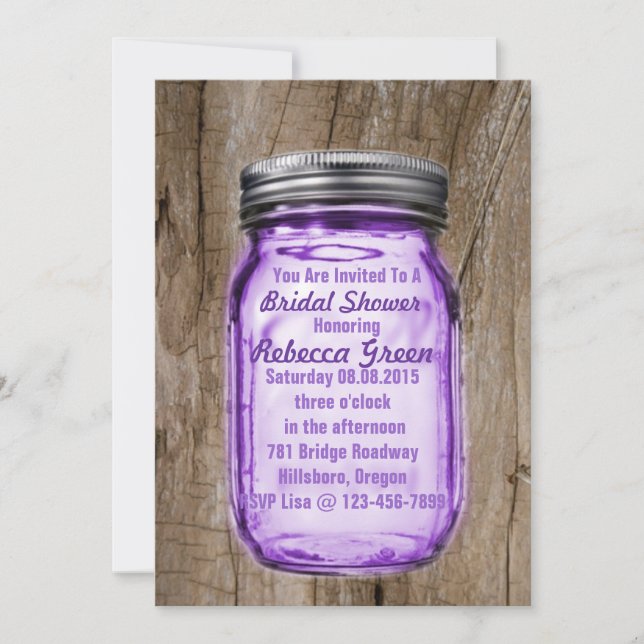 Invitación Barn Wood Rustic Mason Jar Country Shower (Anverso)
