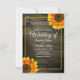 Invitación Barn Wood + Rústico Boda de girasoles