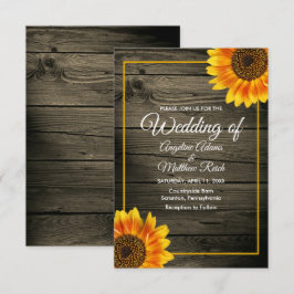 Invitación Barn Wood + Rústico Boda de girasoles
